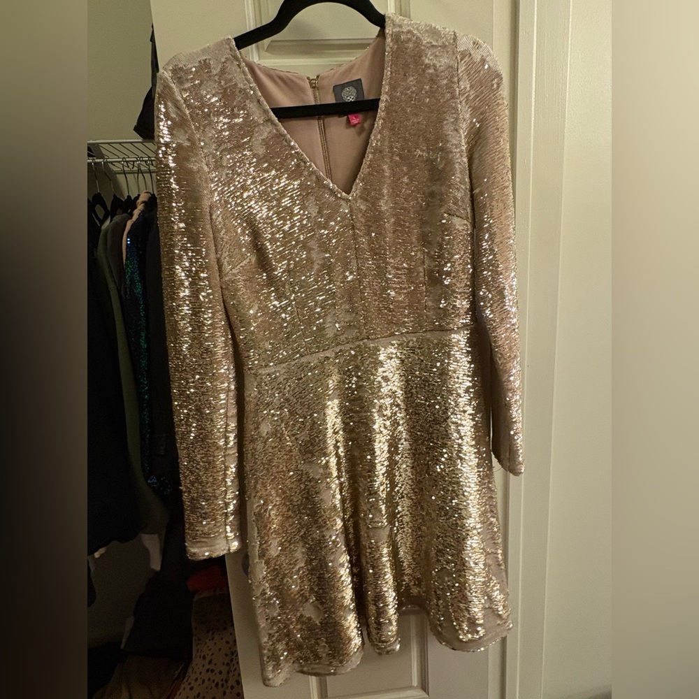 Vince Camuto Sequin Dress in Champagne